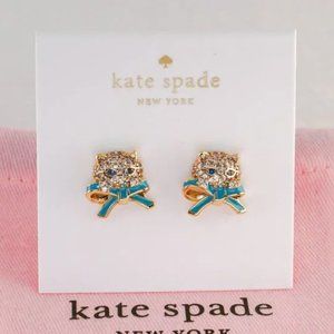 Kate Spade Snow Leopard Bowtie Stud Earrings (with Dust Bag)